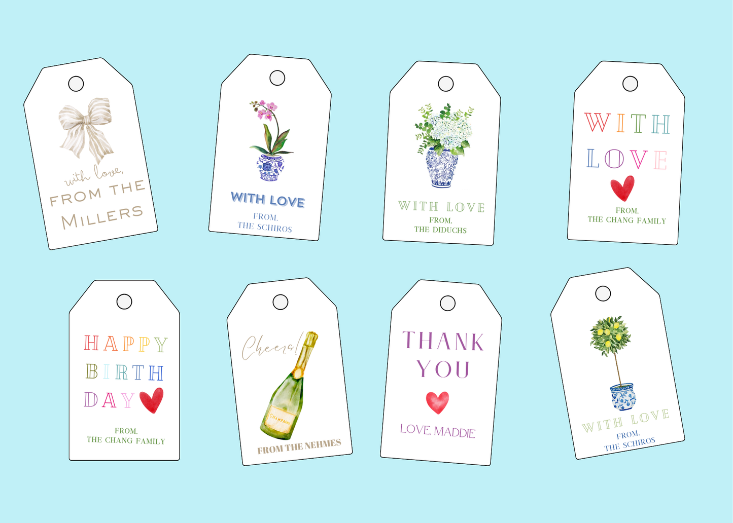 Gift tags set of 8- general