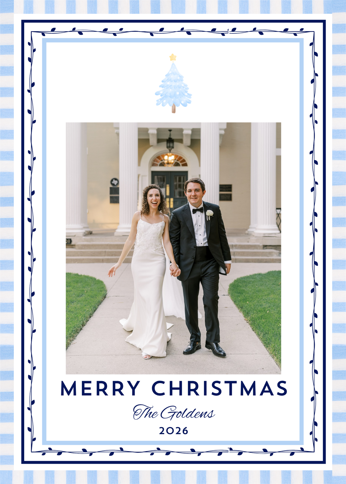 Blue Borders Christmas Card