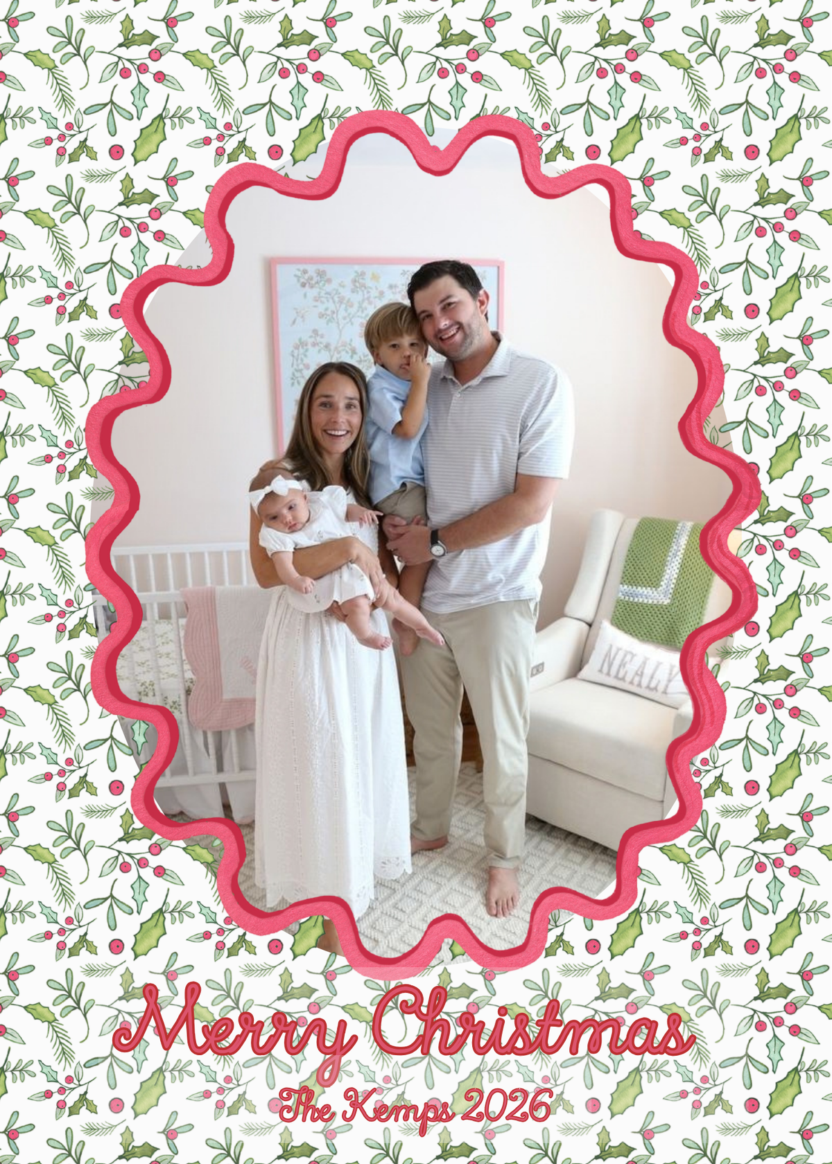 Red Fun Border Christmas Card
