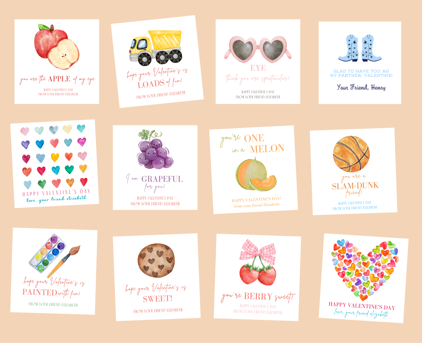 Valentine Tags- set of 6