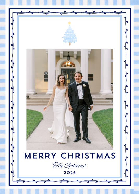Blue Borders Christmas Card