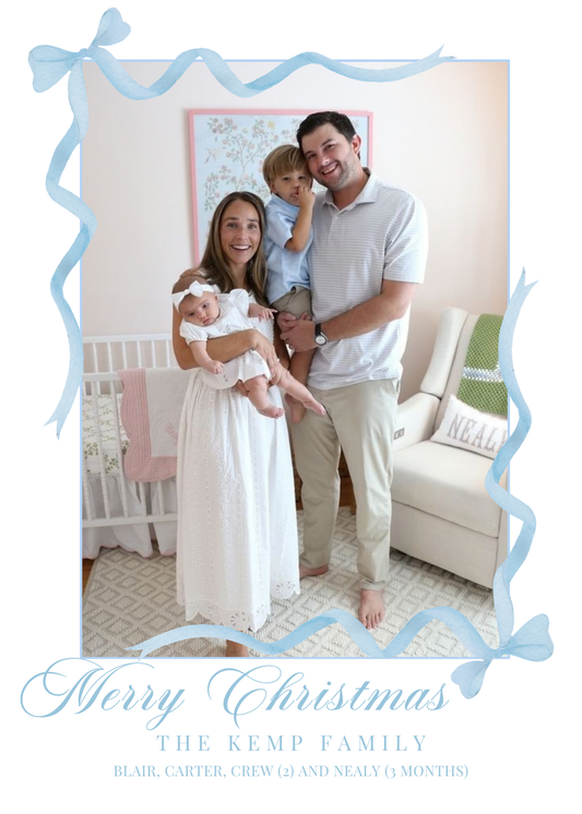Blue Bows Christmas Card