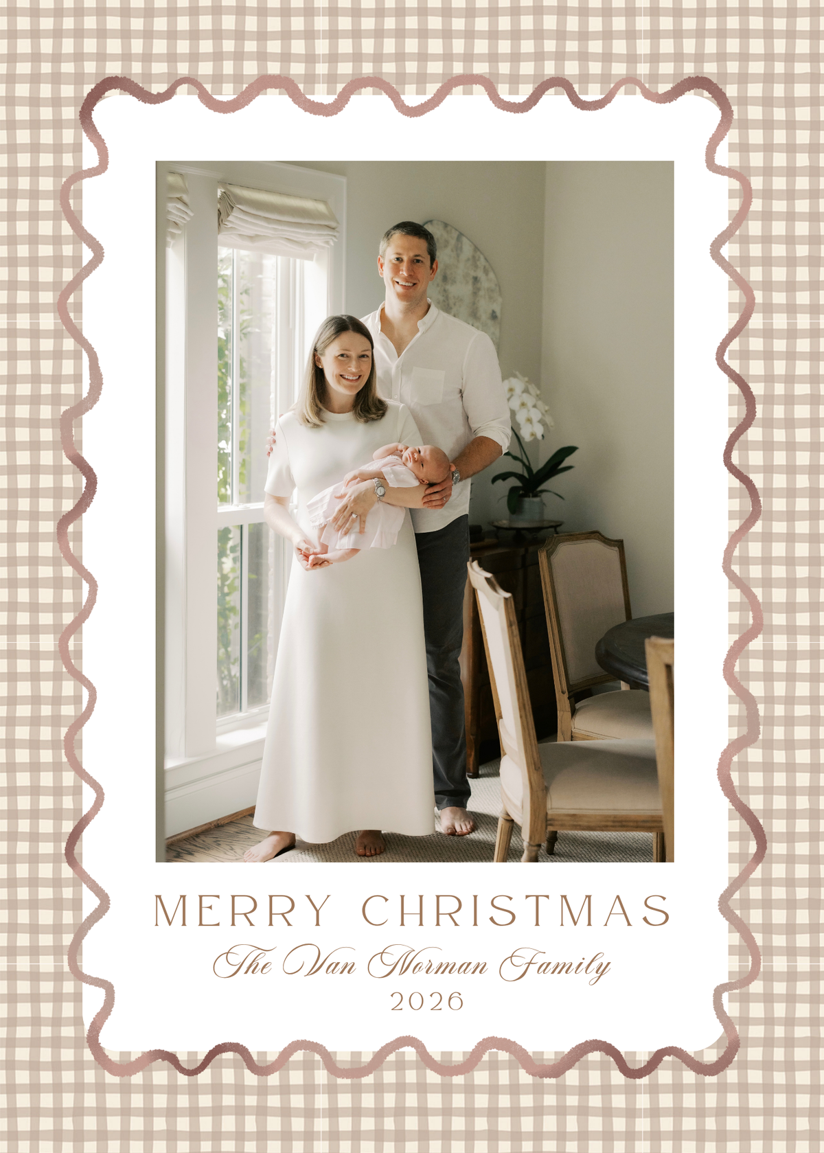 Brown Plaid Christmas Card