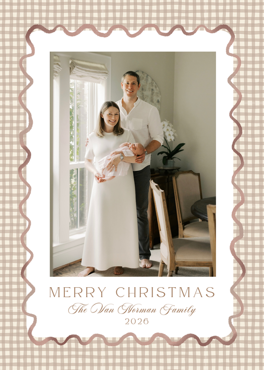 Brown Plaid Christmas Card