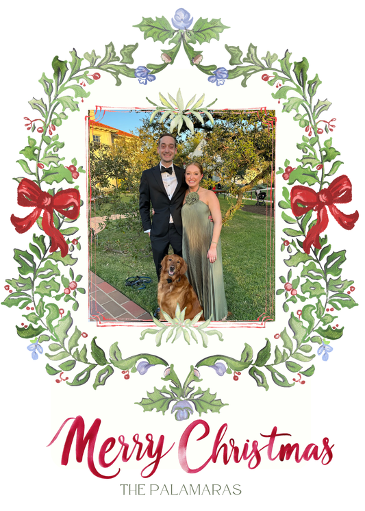 Watercolor Square Border Christmas Card
