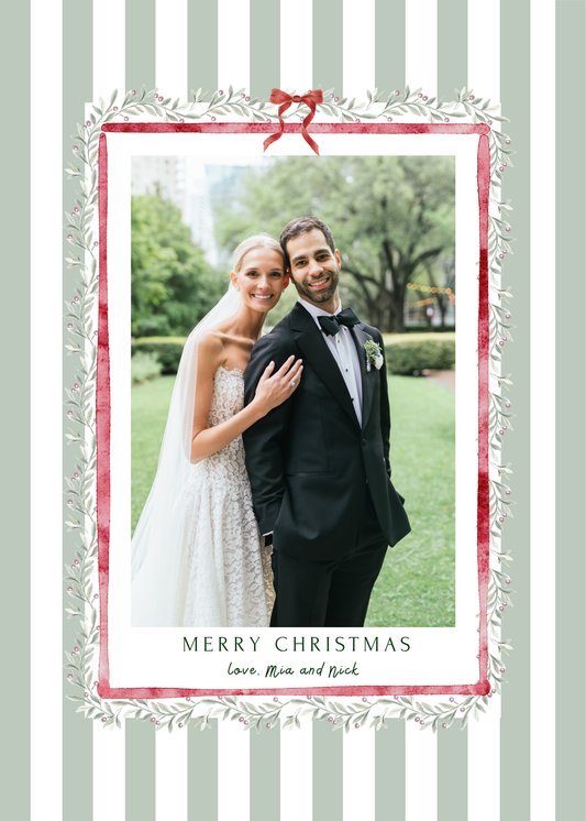 Green Striped Christmas Card