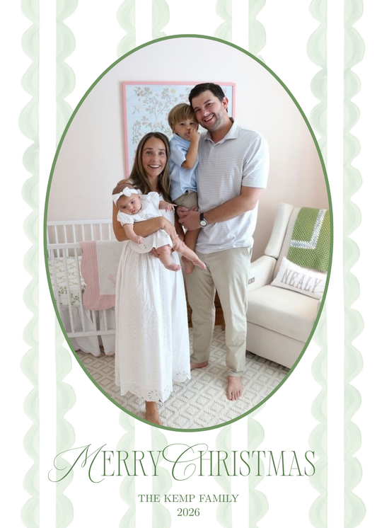 Watercolor Stripe and Oval Christmas Card