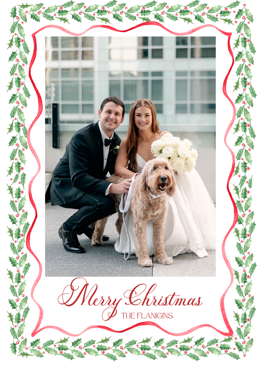 Holly Border Christmas Card