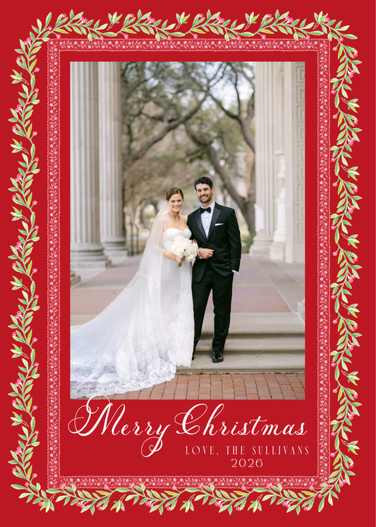 Red Holly Christmas Card
