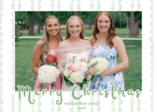 Horizontal Green Stripe Christmas Card
