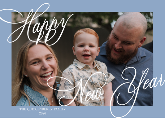 Horizontal Script Happy New Year Card