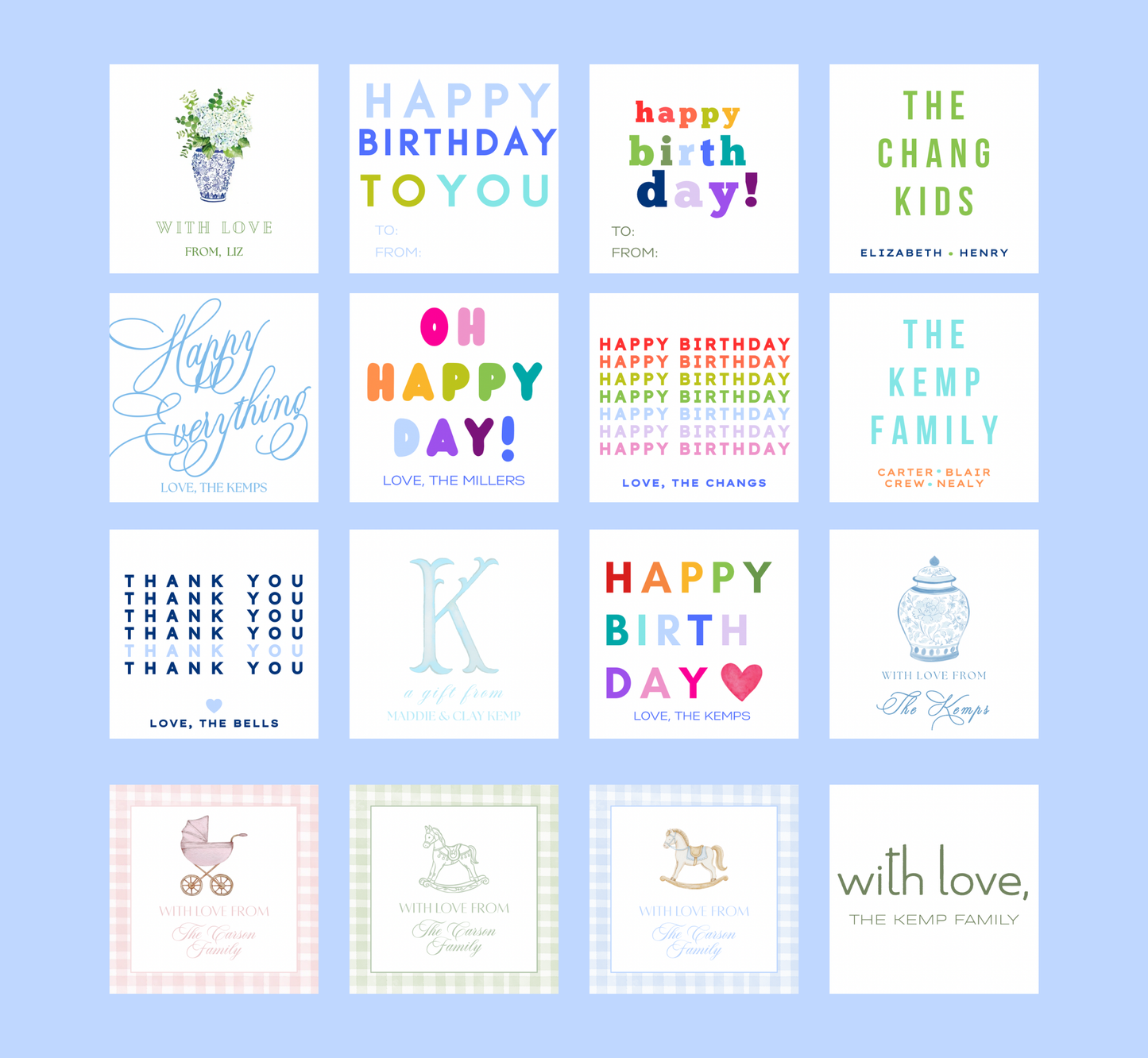 Square Gift Tags - Set of 6